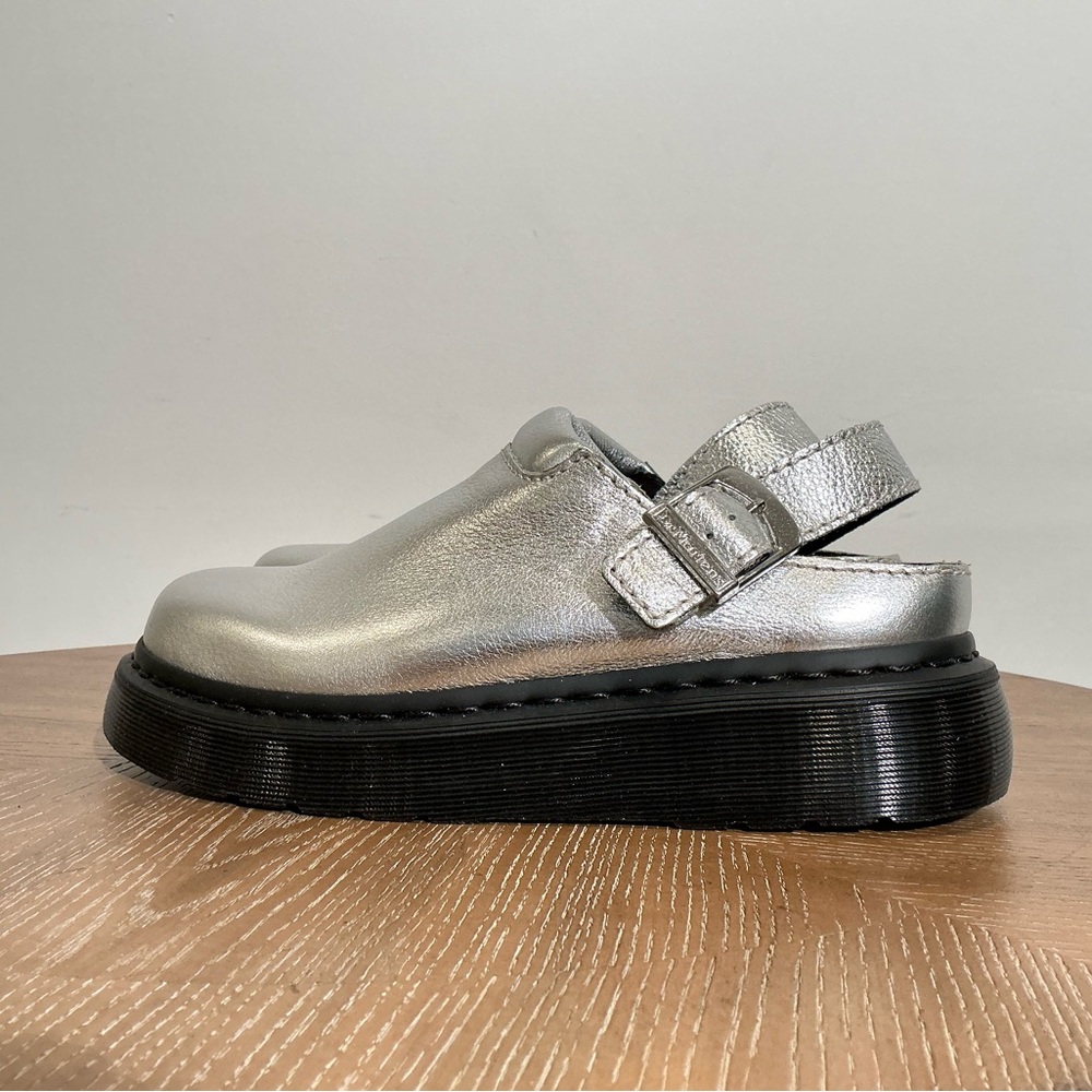 Dr. Martens Metallic Silver Mules with Black Sole - Picture 7 of 7